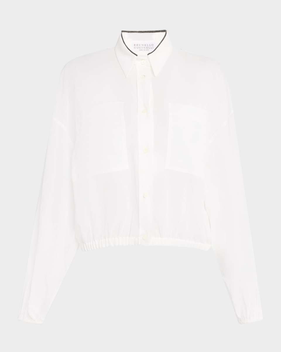 Monili-Collar Cotton Gauze Bomber Jacket